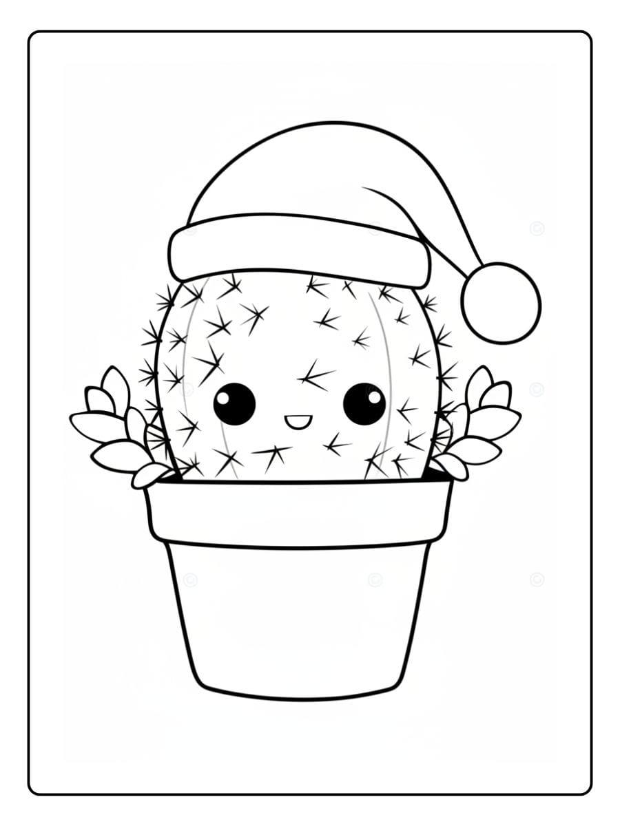 kleurplaat cactus schattig (4)