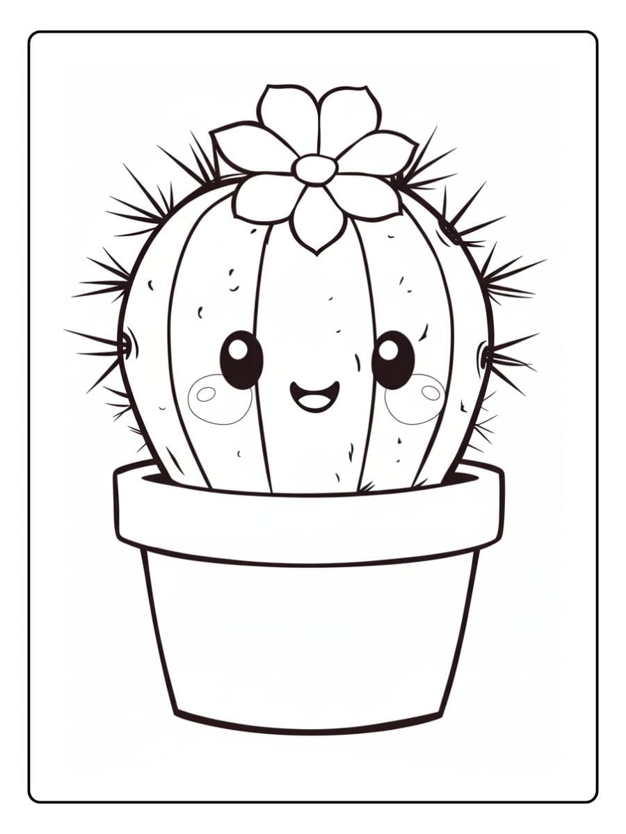 kleurplaat cactus schattig (5)