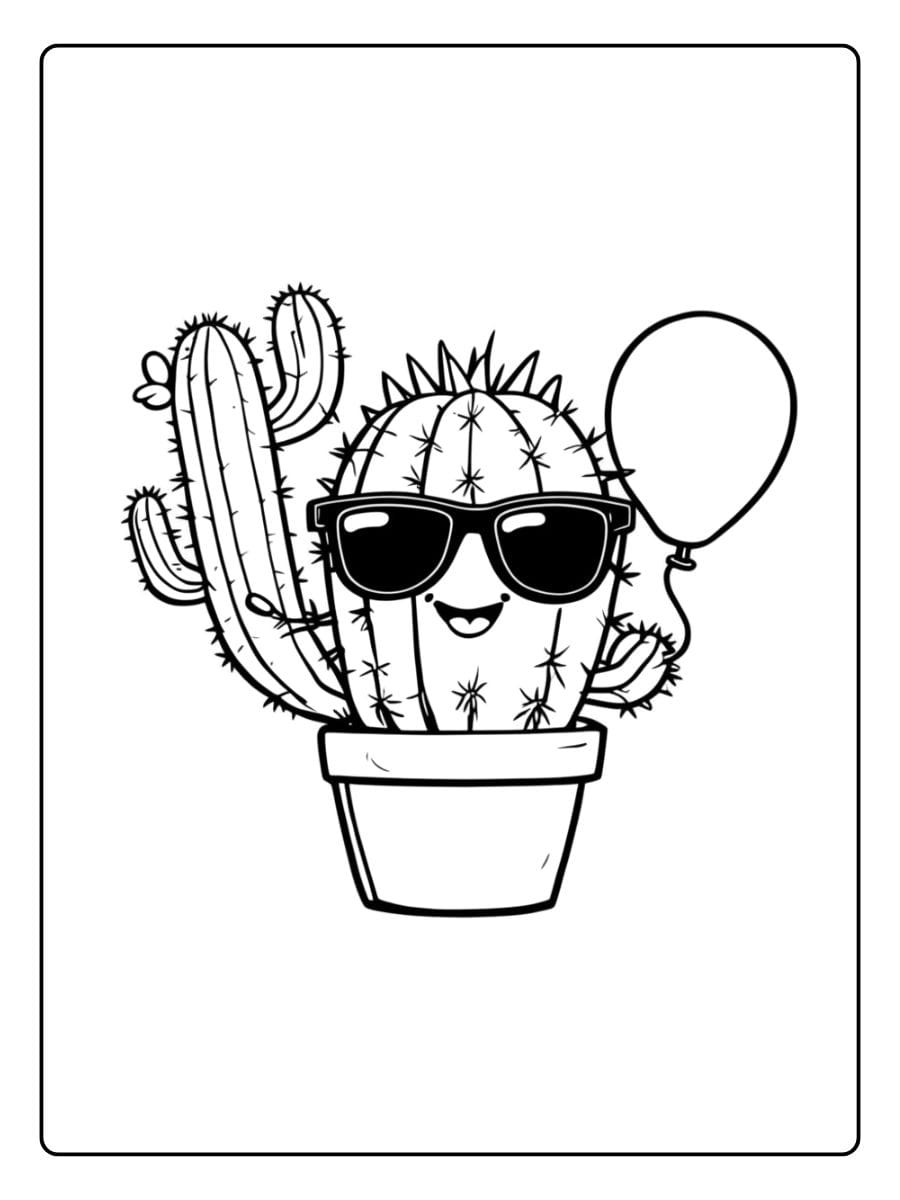 kleurplaat cactus schattig (7)