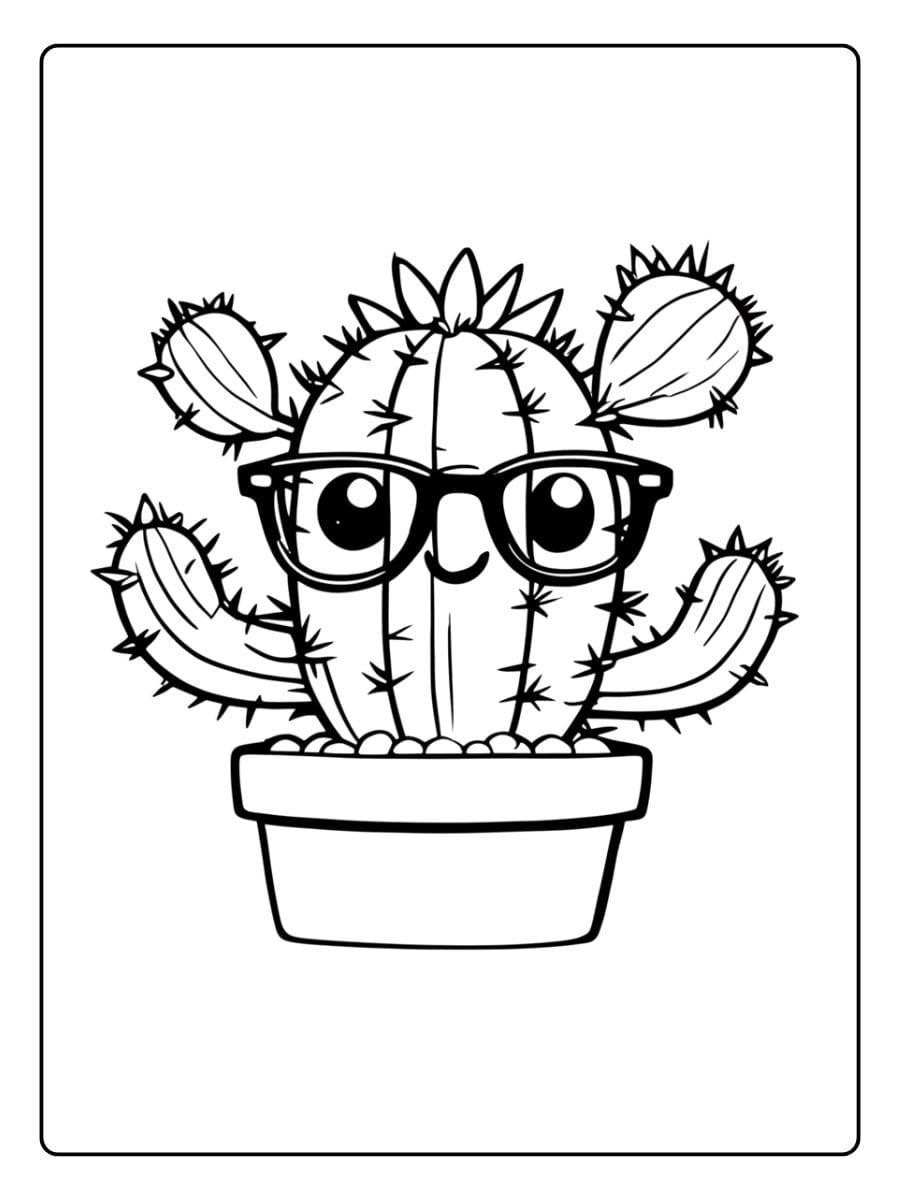 kleurplaat cactus schattig (8)