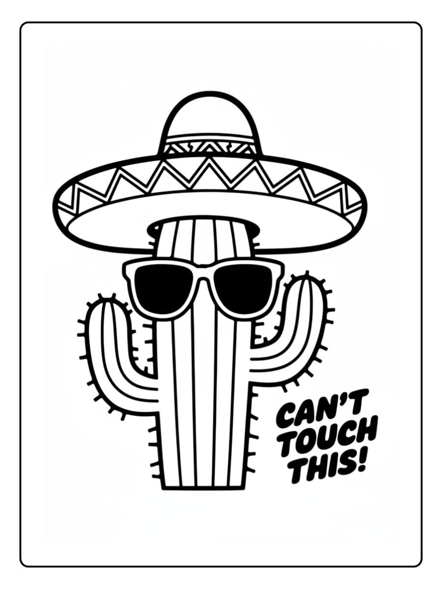 kleurplaat cactus schattig (9)