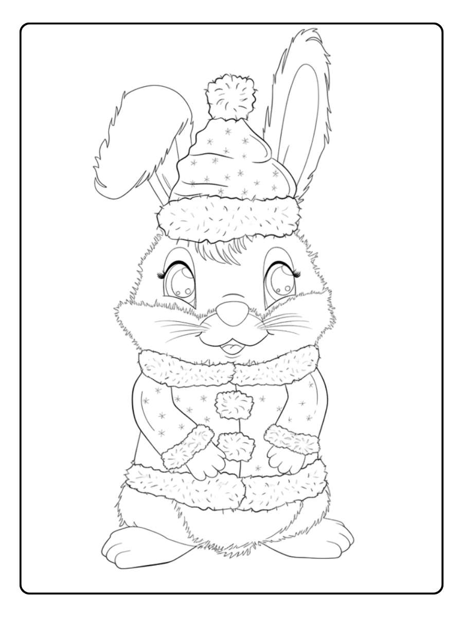 kleurplaat konijn schattig met grote oren