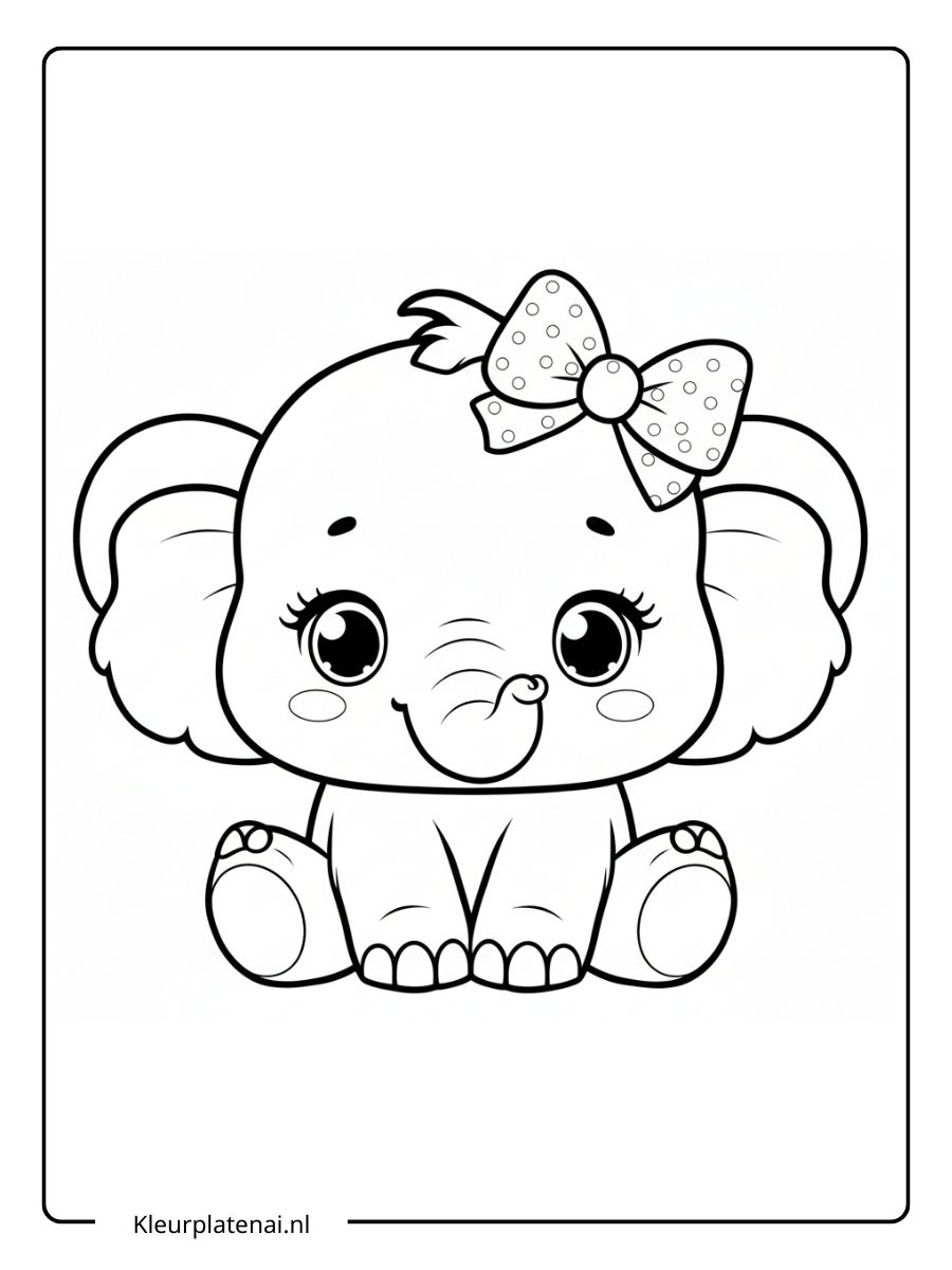 kleurplaat olifant schattig (10)