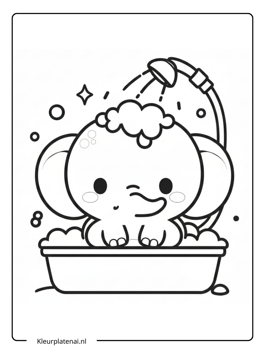 kleurplaat olifant schattig (12)