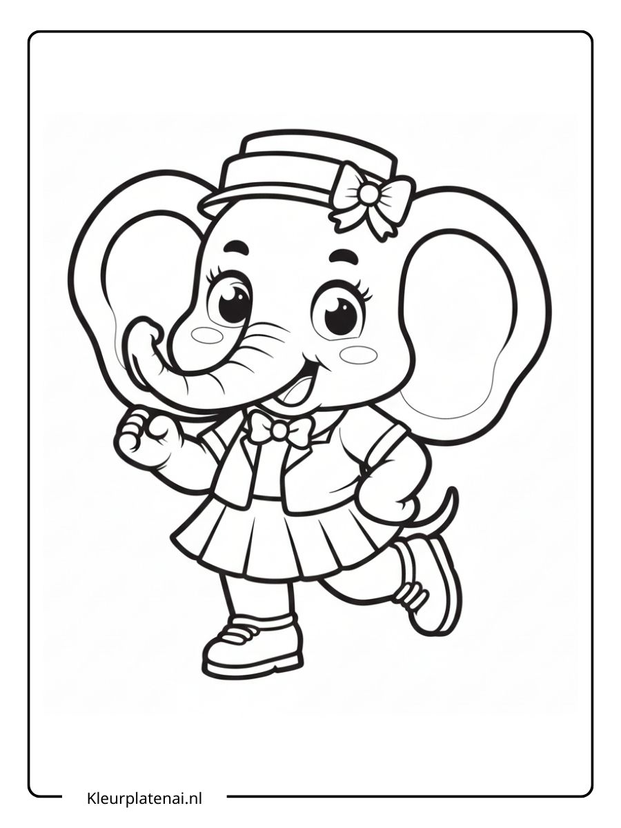 kleurplaat olifant schattig (13)