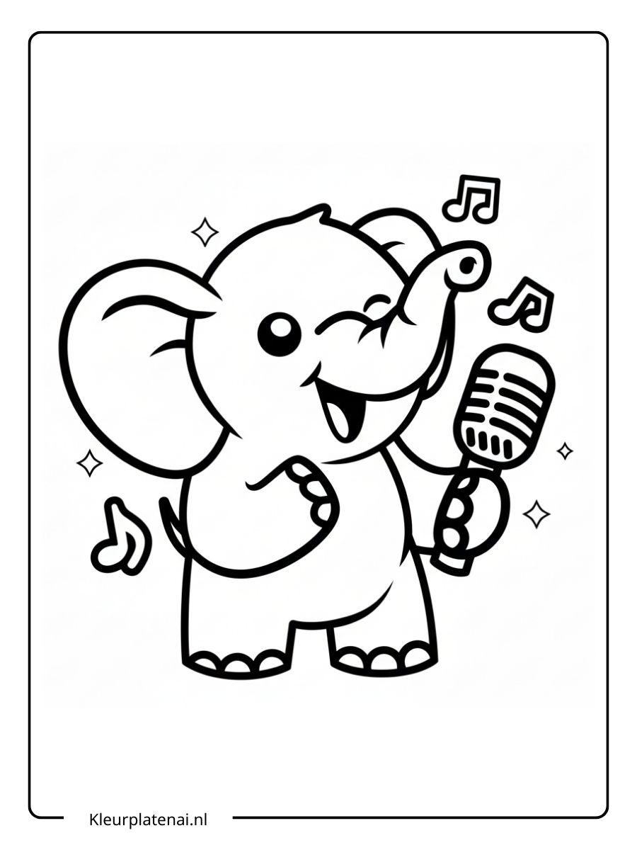 kleurplaat olifant schattig (14)