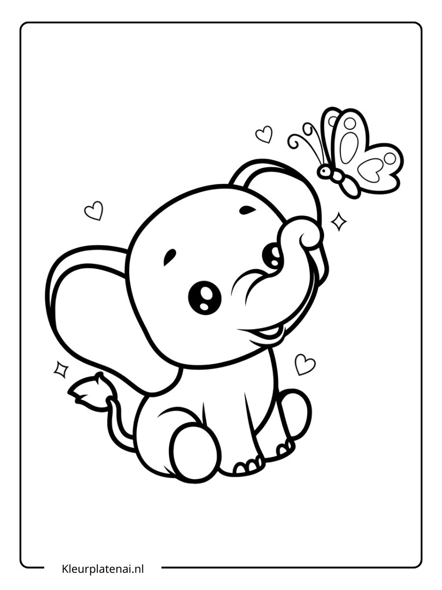 kleurplaat olifant schattig (16)