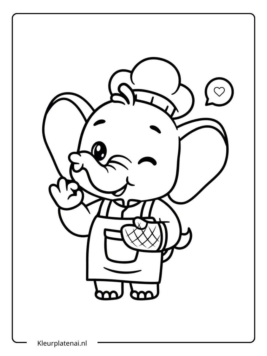 kleurplaat olifant schattig (17)