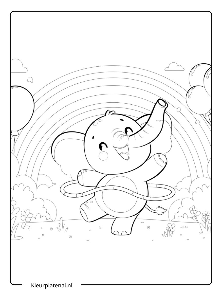 kleurplaat olifant schattig (19)