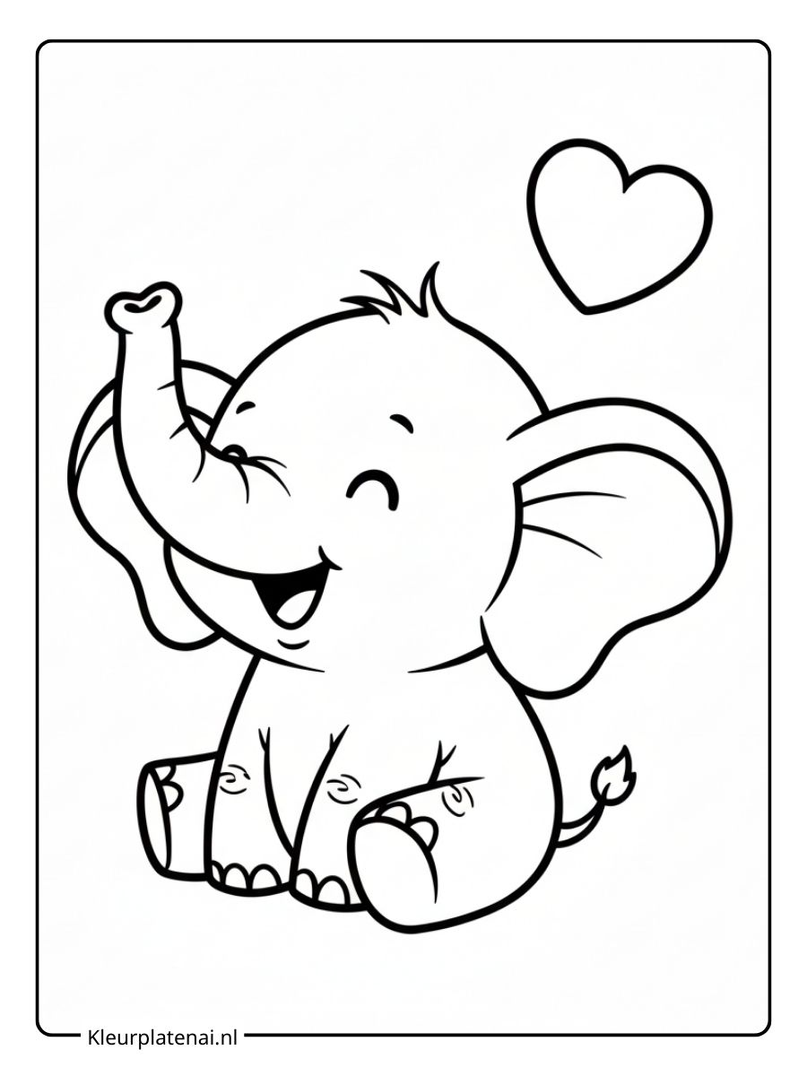 kleurplaat olifant schattig (2)