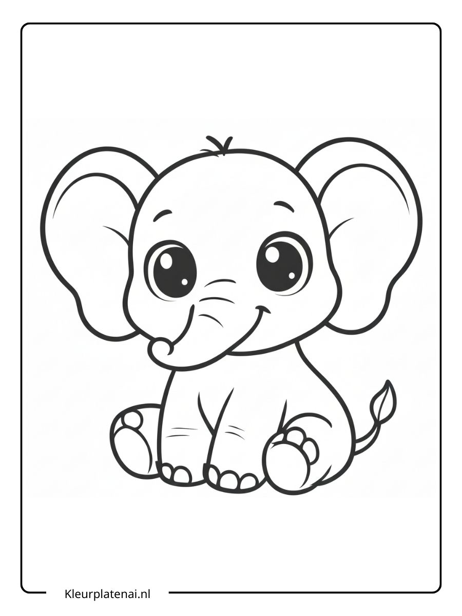kleurplaat olifant schattig (3)