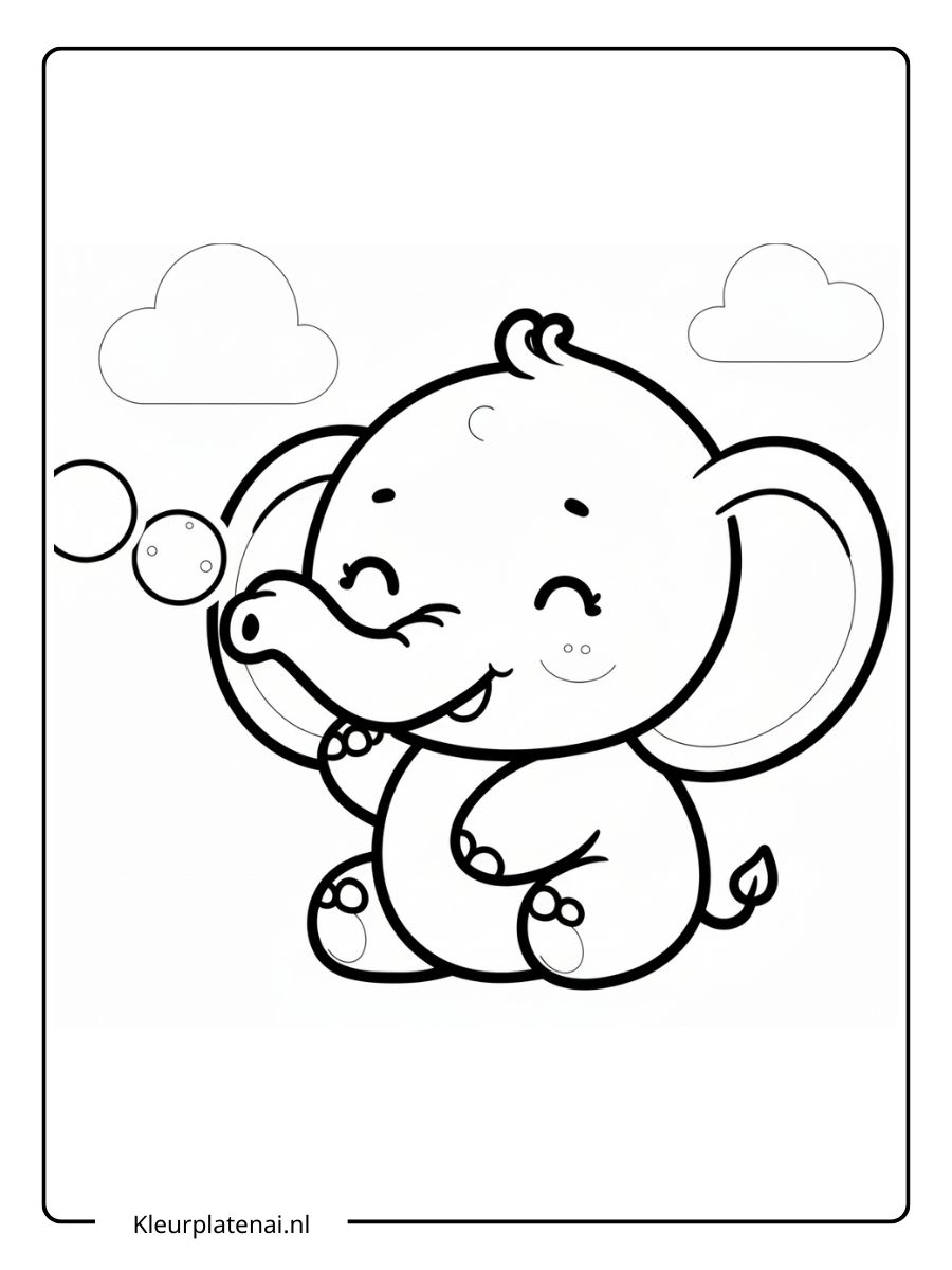 kleurplaat olifant schattig (4)