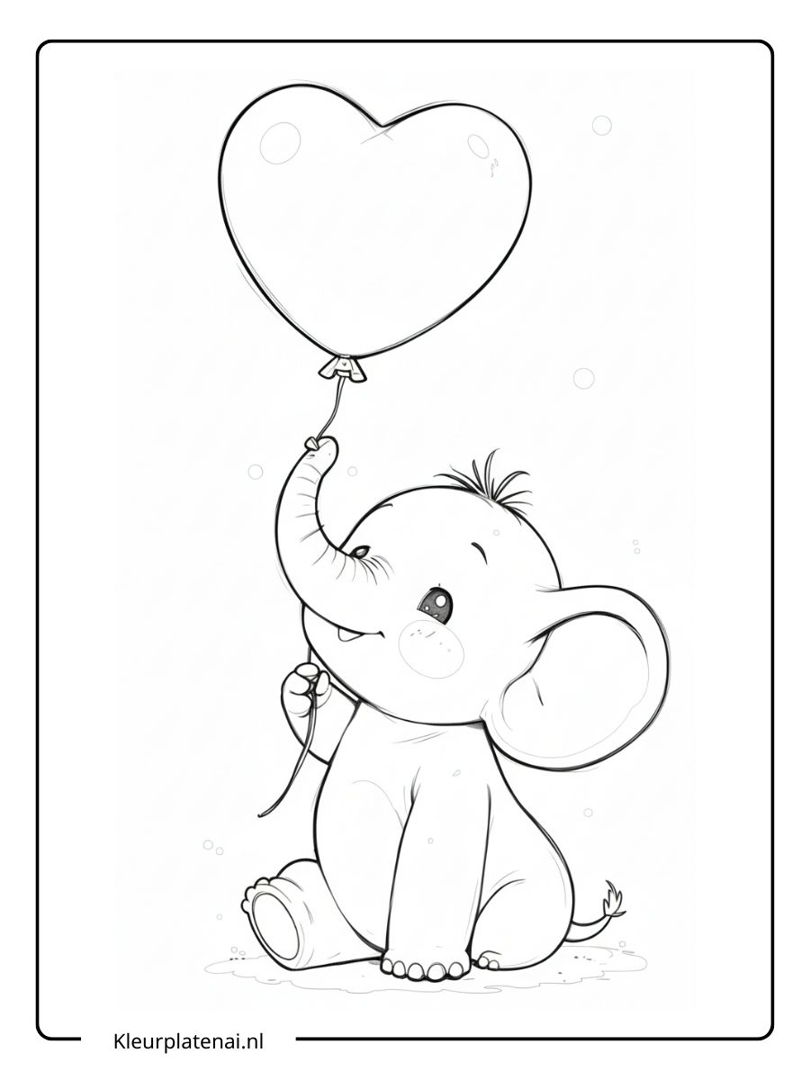 kleurplaat olifant schattig (5)