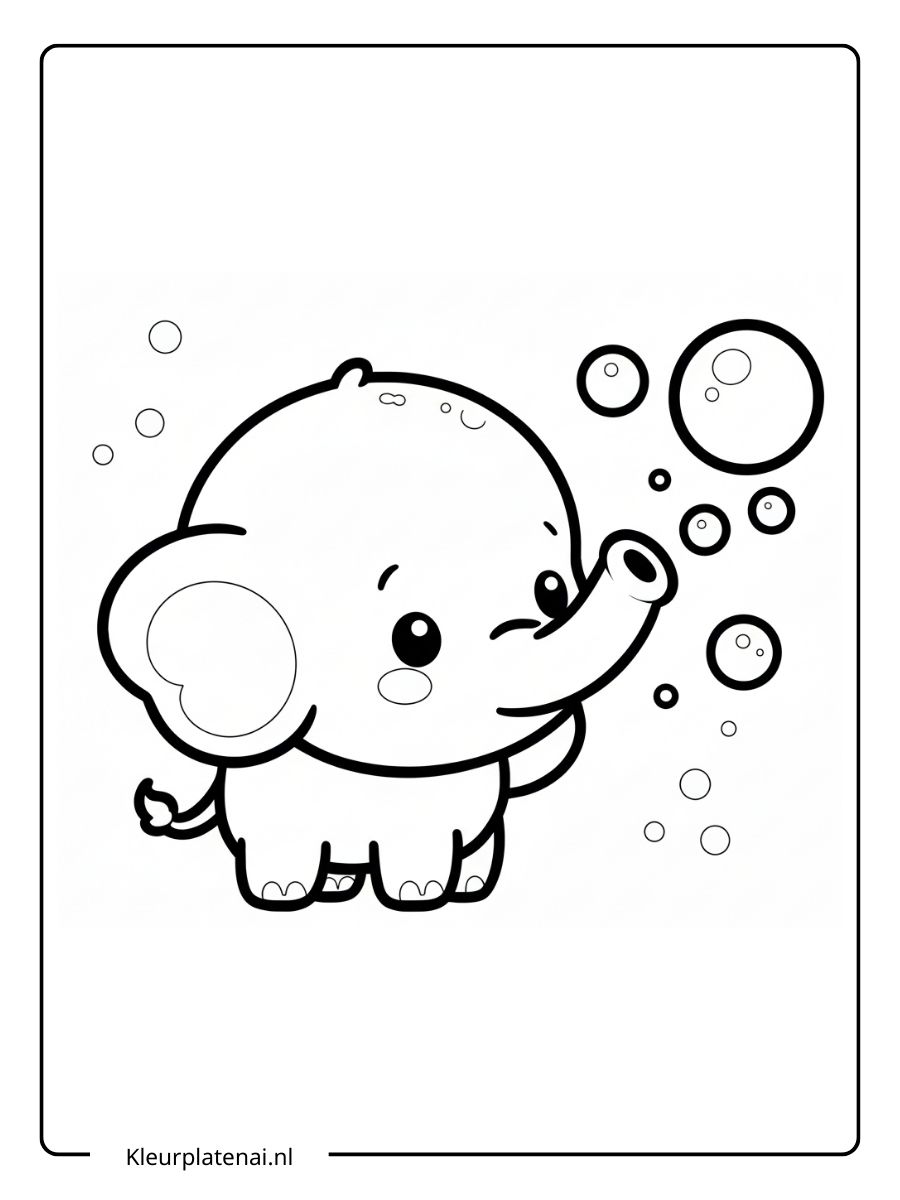 kleurplaat olifant schattig (6)