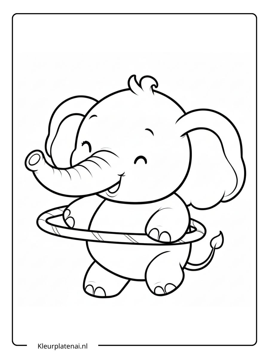 kleurplaat olifant schattig (7)
