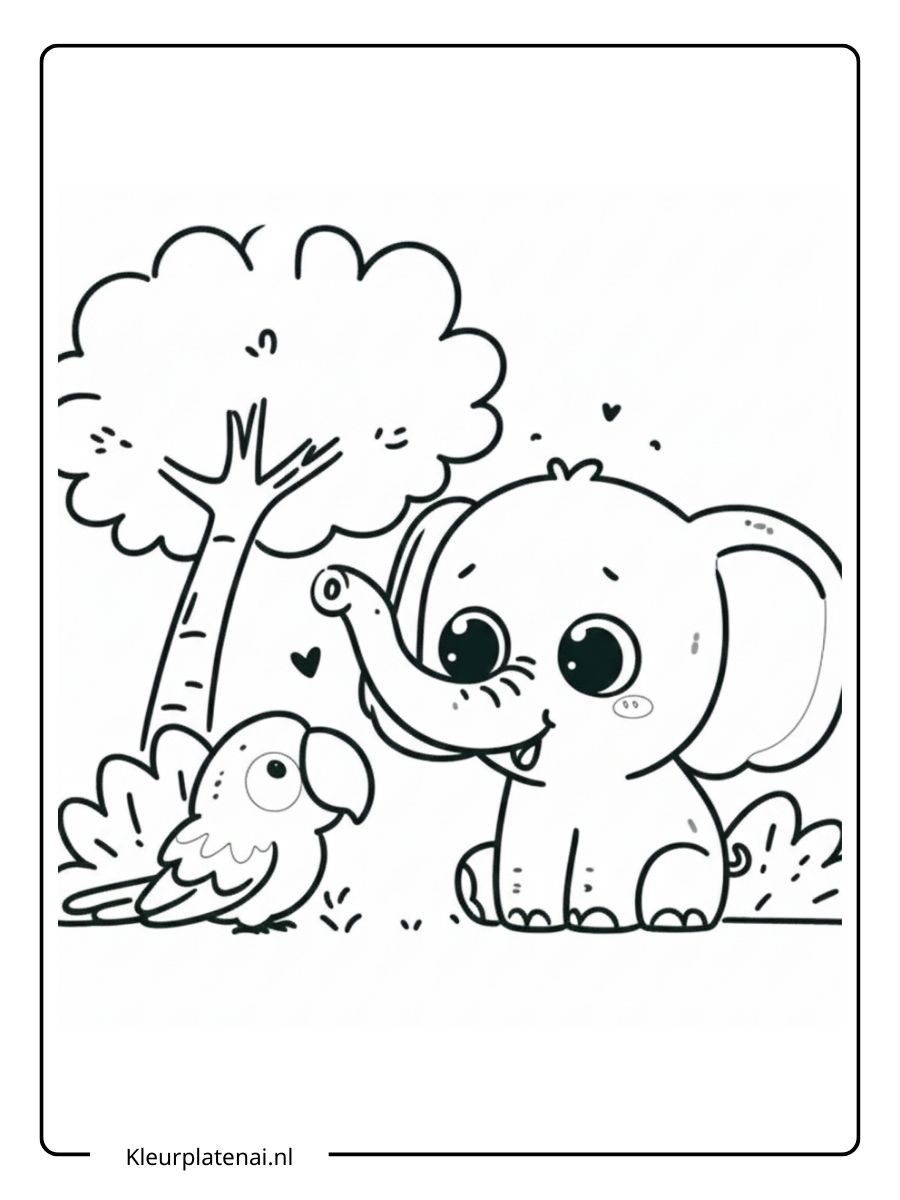 kleurplaat olifant schattig (9)