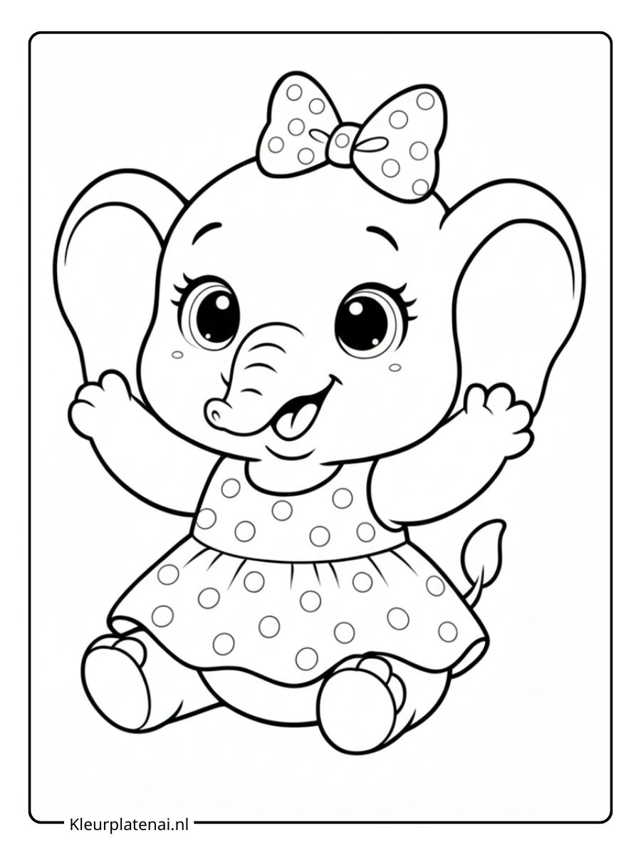 kleurplaat olifant schattig
