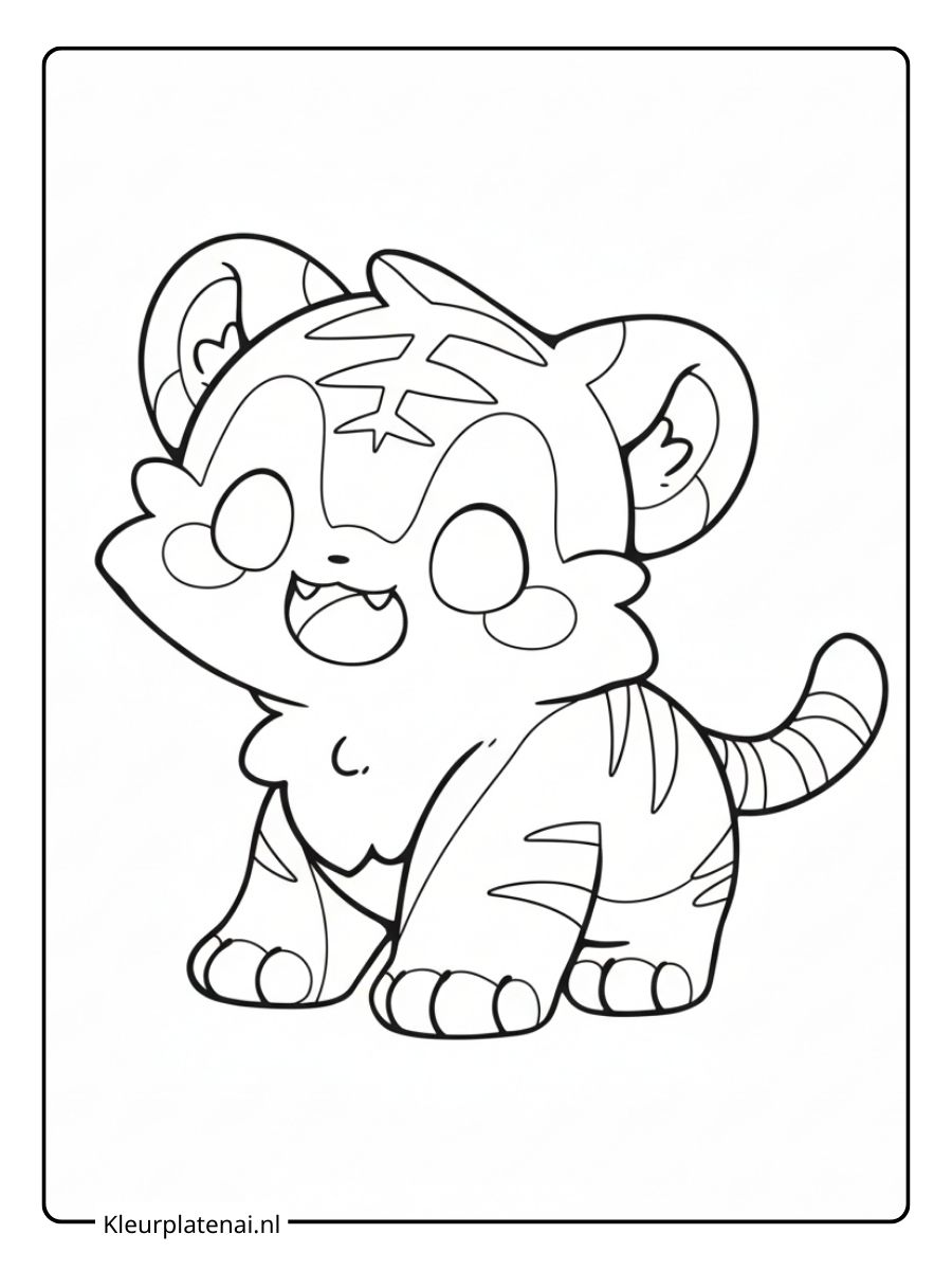 kleurplaat schattige tijger
