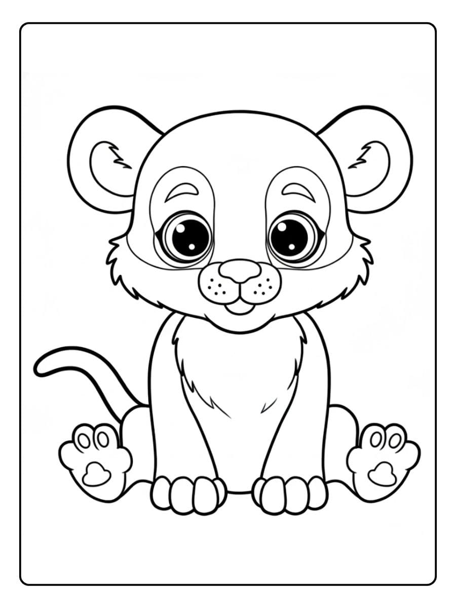 kleurplaat schattige tijgerwelp