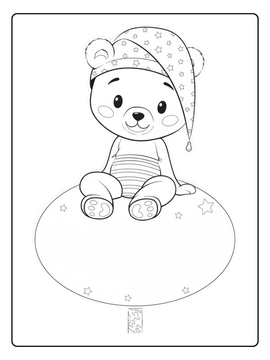 schattig beertje kleurplaat zittend