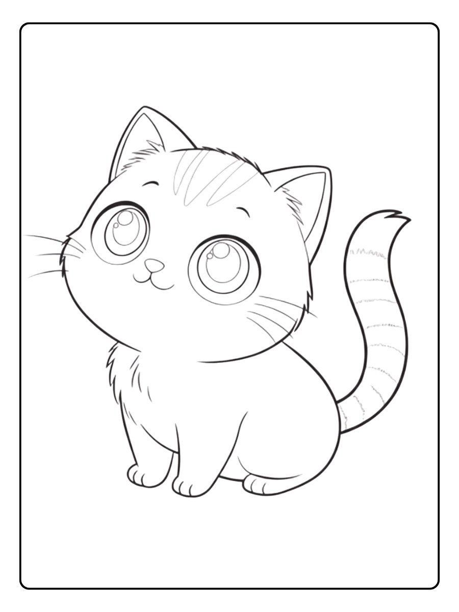 schattig poesje kleurplaat om te printen