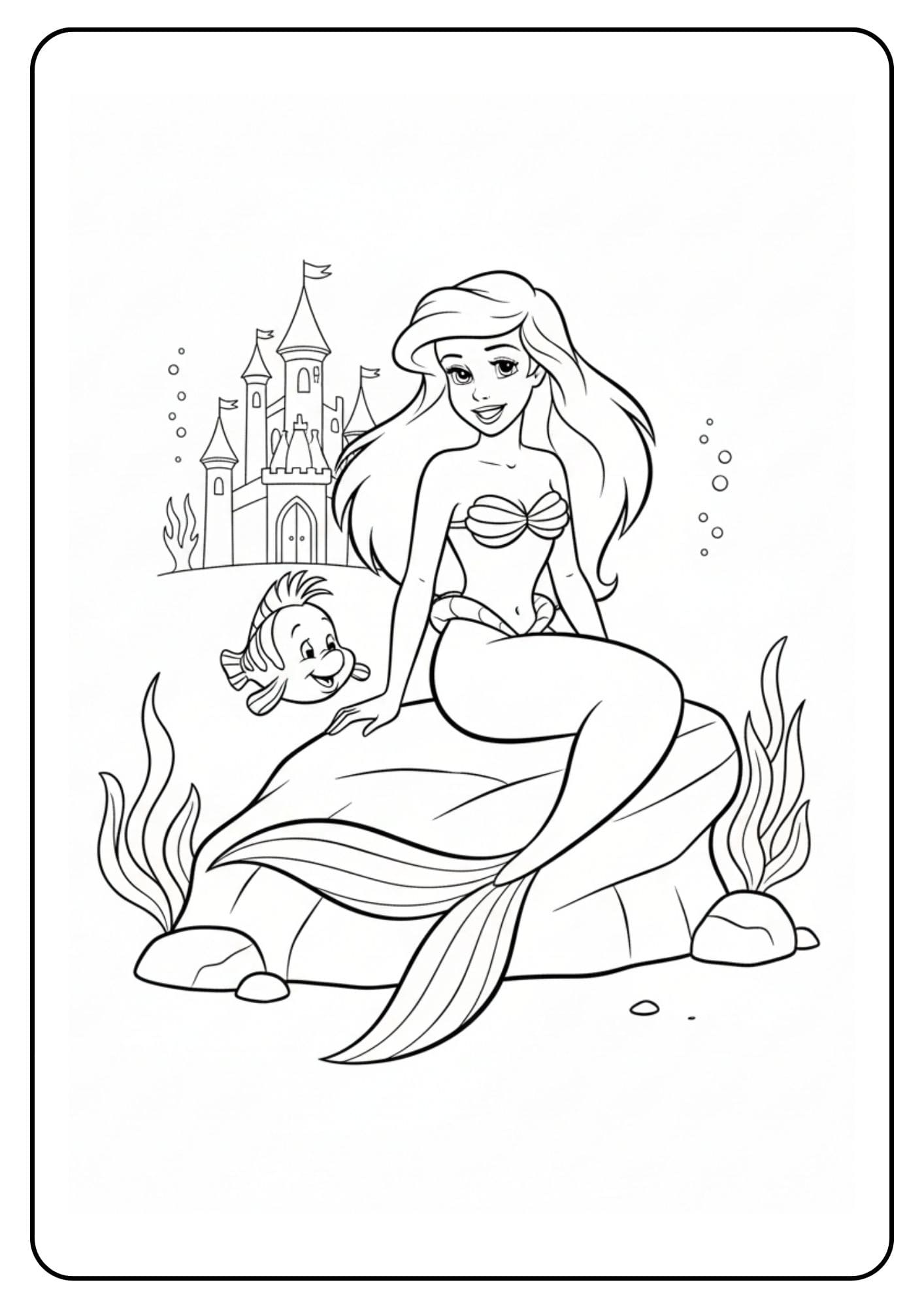 Ariel kleurplaat prinsessen disney