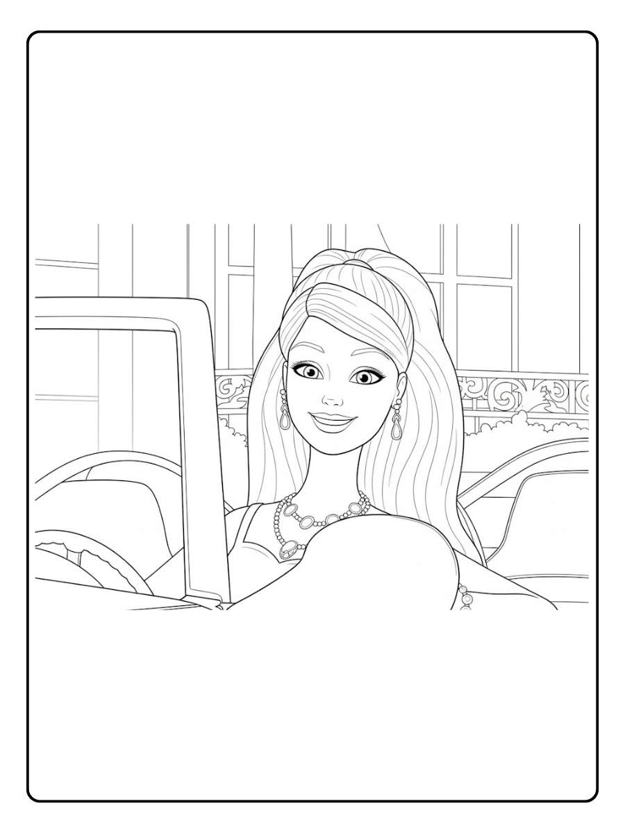 Barbie kleurplaat Barbie aan het tekenen