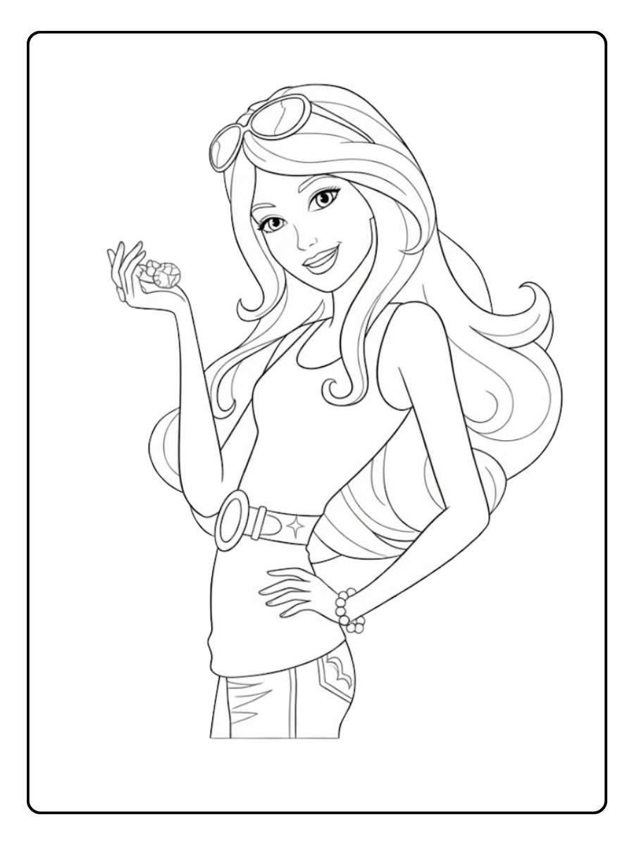 Barbie kleurplaat Barbie in modieuze pose