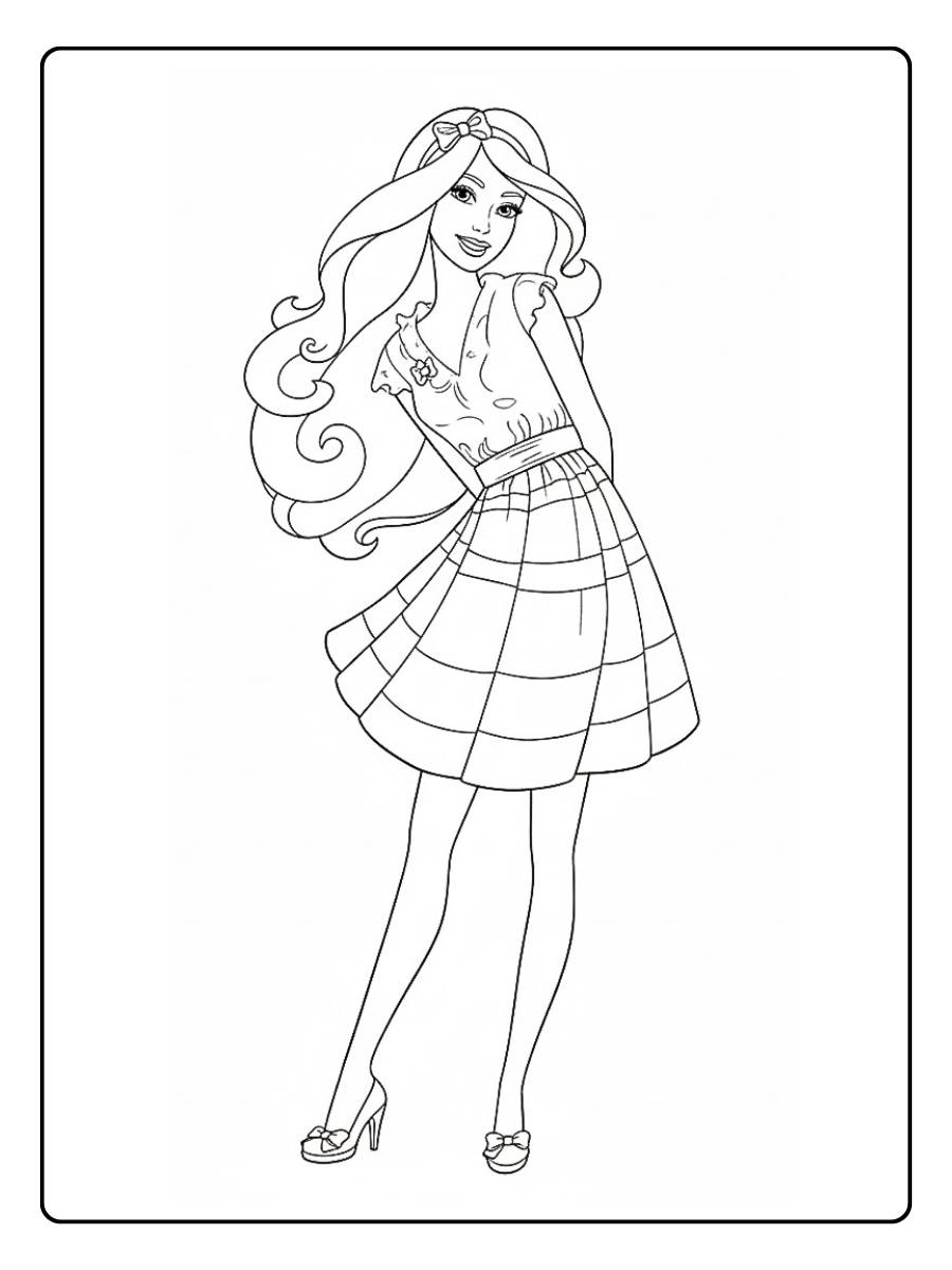 Barbie kleurplaat Barbie in rok en top