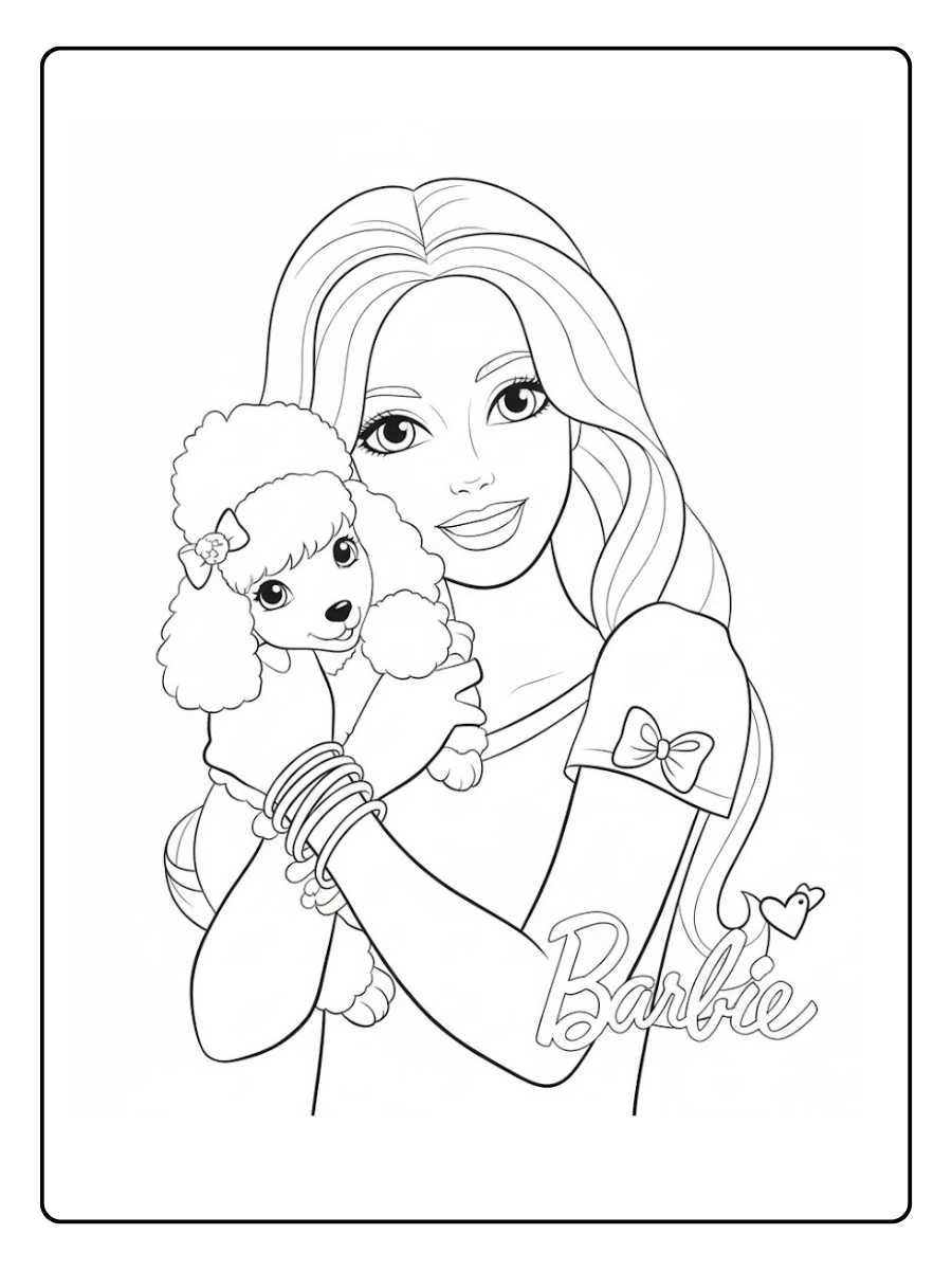 Barbie kleurplaat Barbie met baby