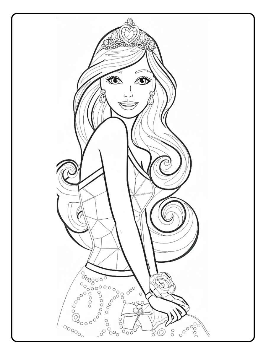 Barbie kleurplaat prinses Barbie