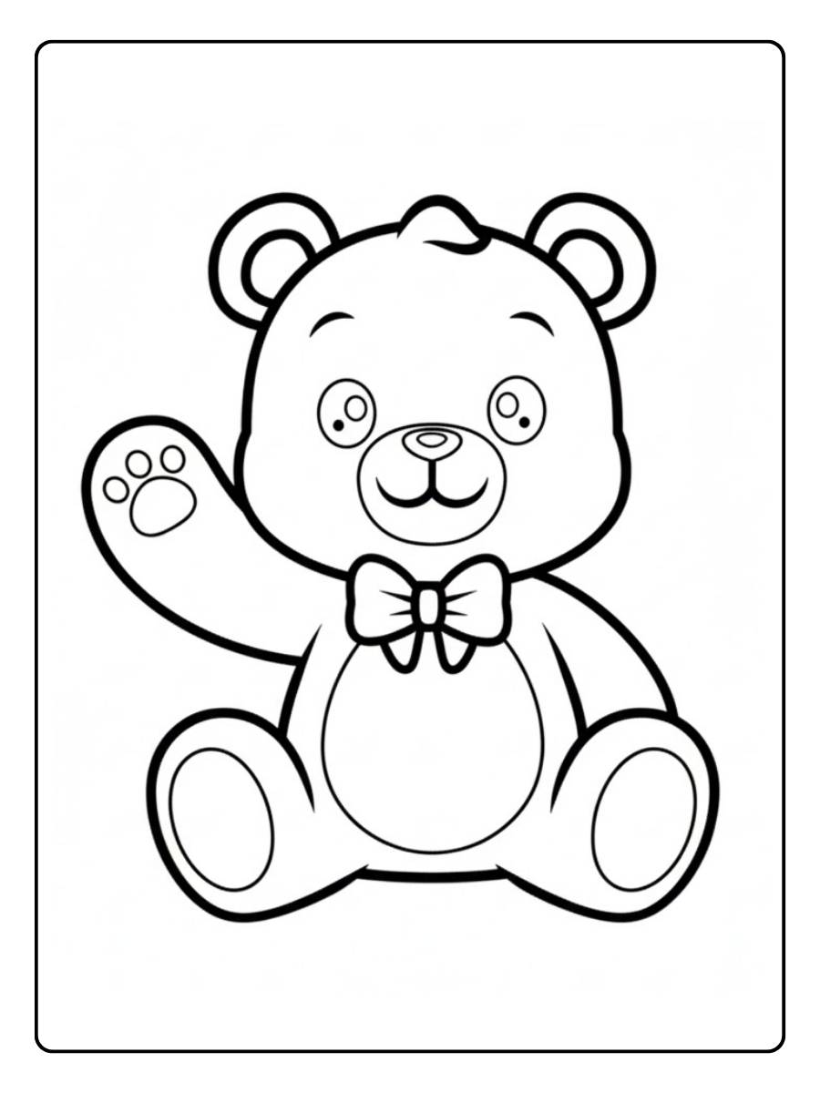 Beren kleurplaat babybeer met bellen