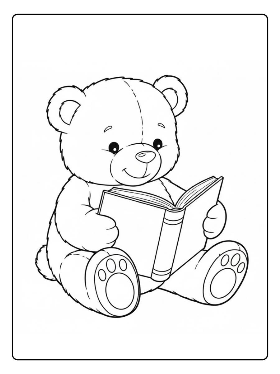 Beren kleurplaat beer slapend op kussen