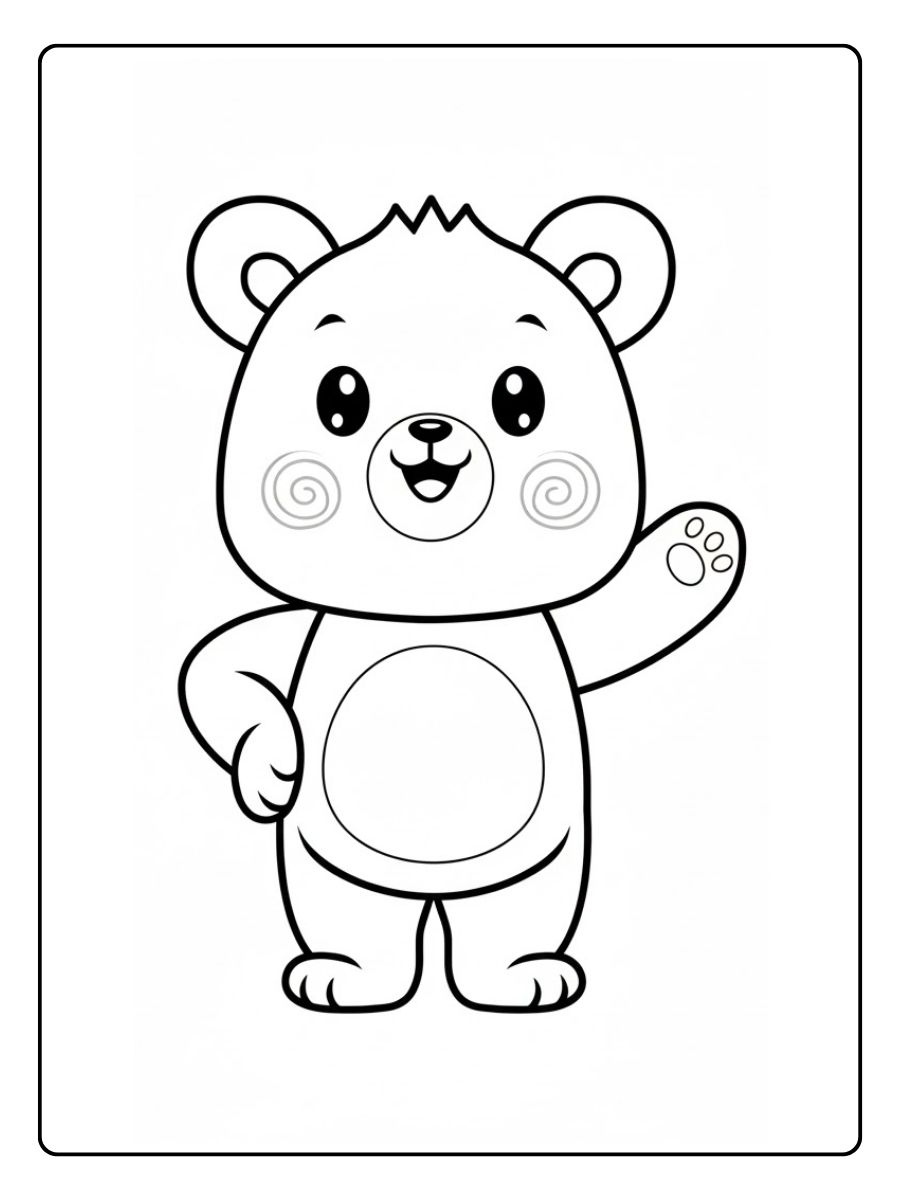 Beren kleurplaat lachende knuffelbeer
