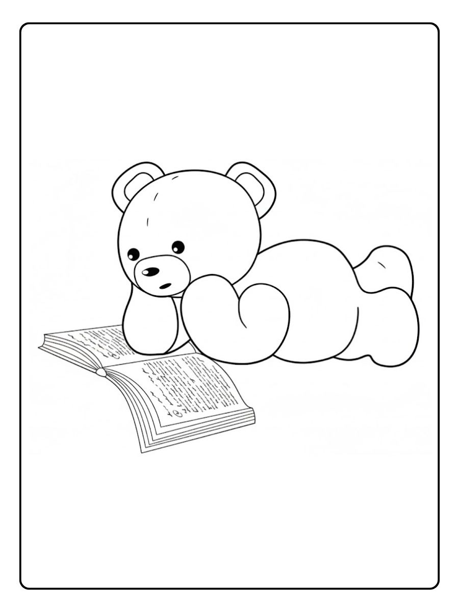 Beren kleurplaat lieve zittende beer