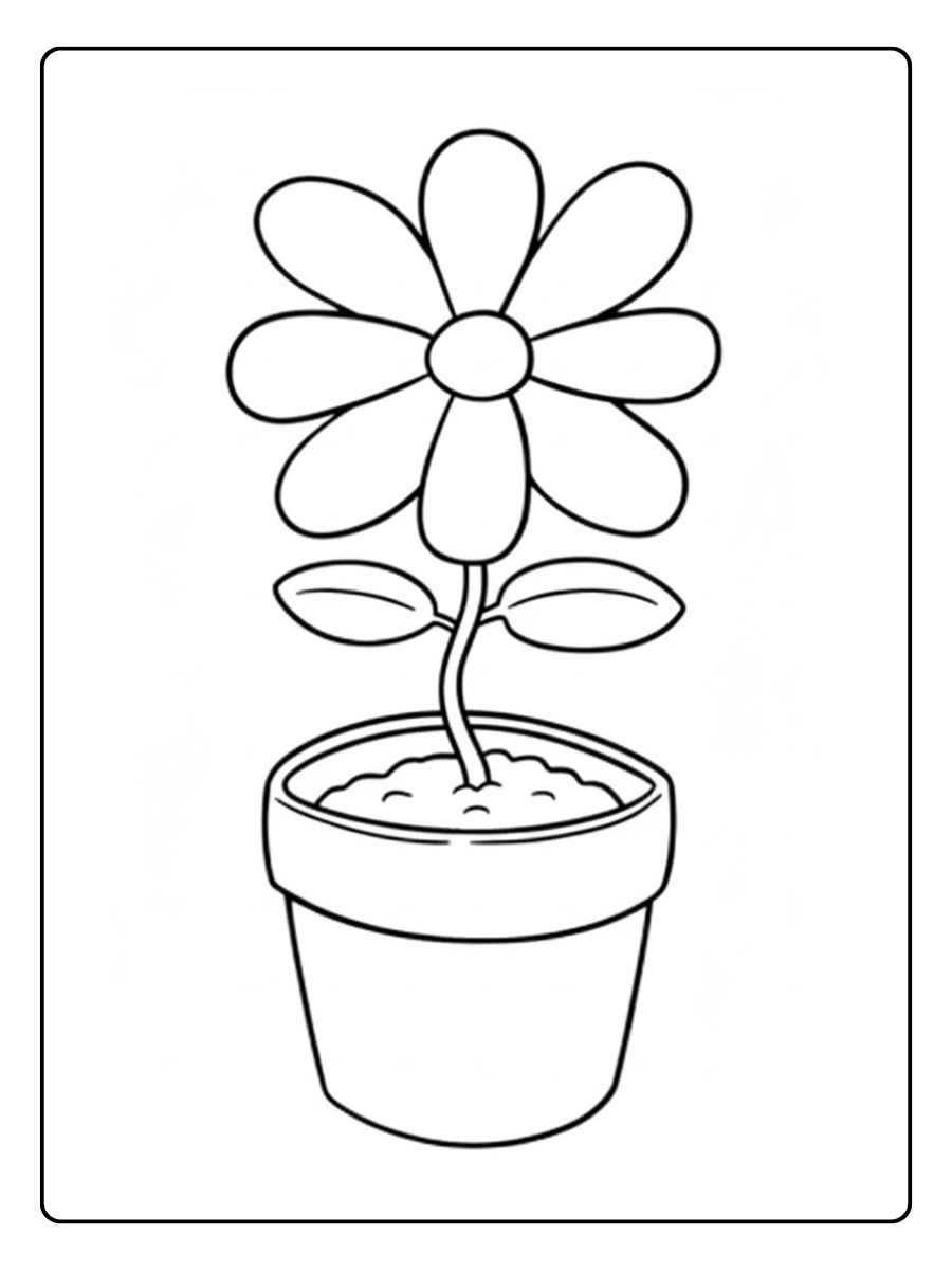 Bloem kleurplaat bloem in bloempot