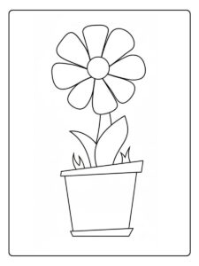 Bloem kleurplaat bloem in pot