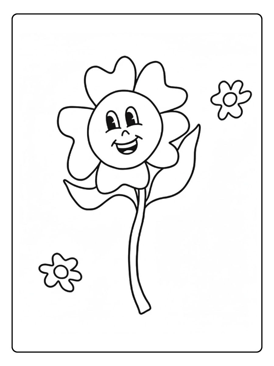 Bloem kleurplaat bloem met gezicht