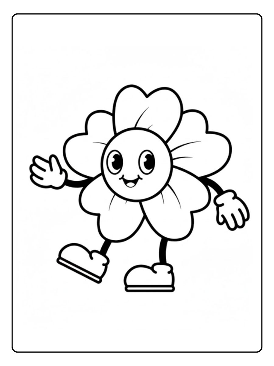 Bloem kleurplaat bloemfiguur met armen en benen