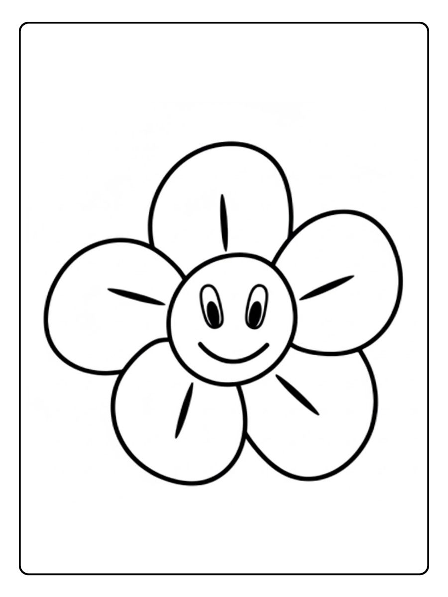 Bloem kleurplaat lachende bloem