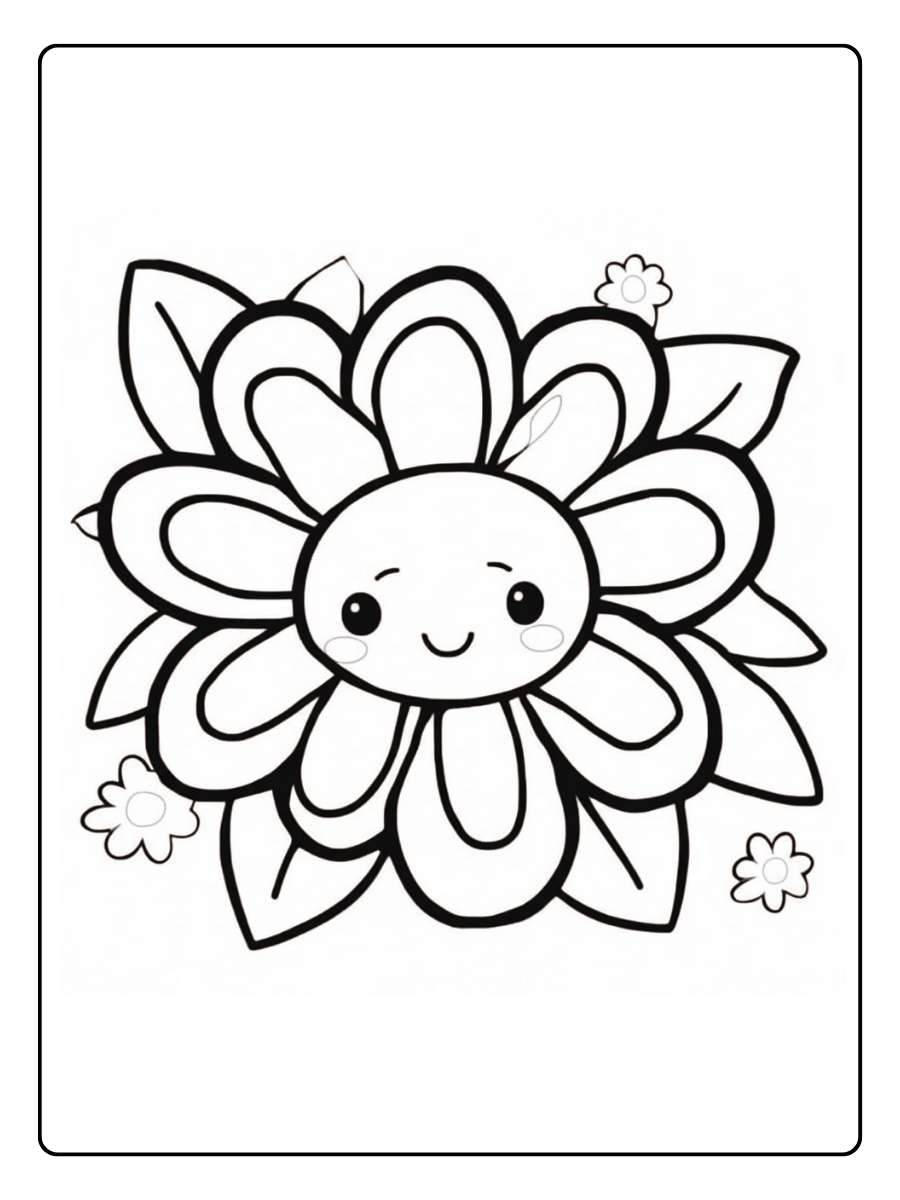 Bloem kleurplaat schattige bloem met gezicht