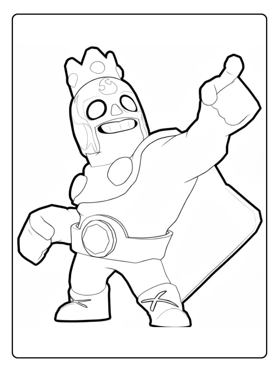 Brawl stars kleurplaat El Primo Koning in actie