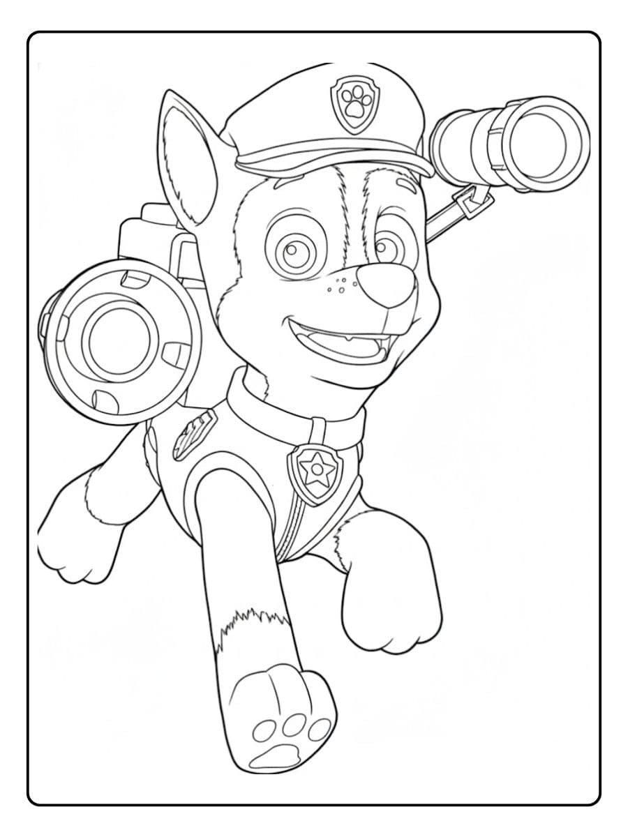 Chase in actie kleurplaat Paw Patrol
