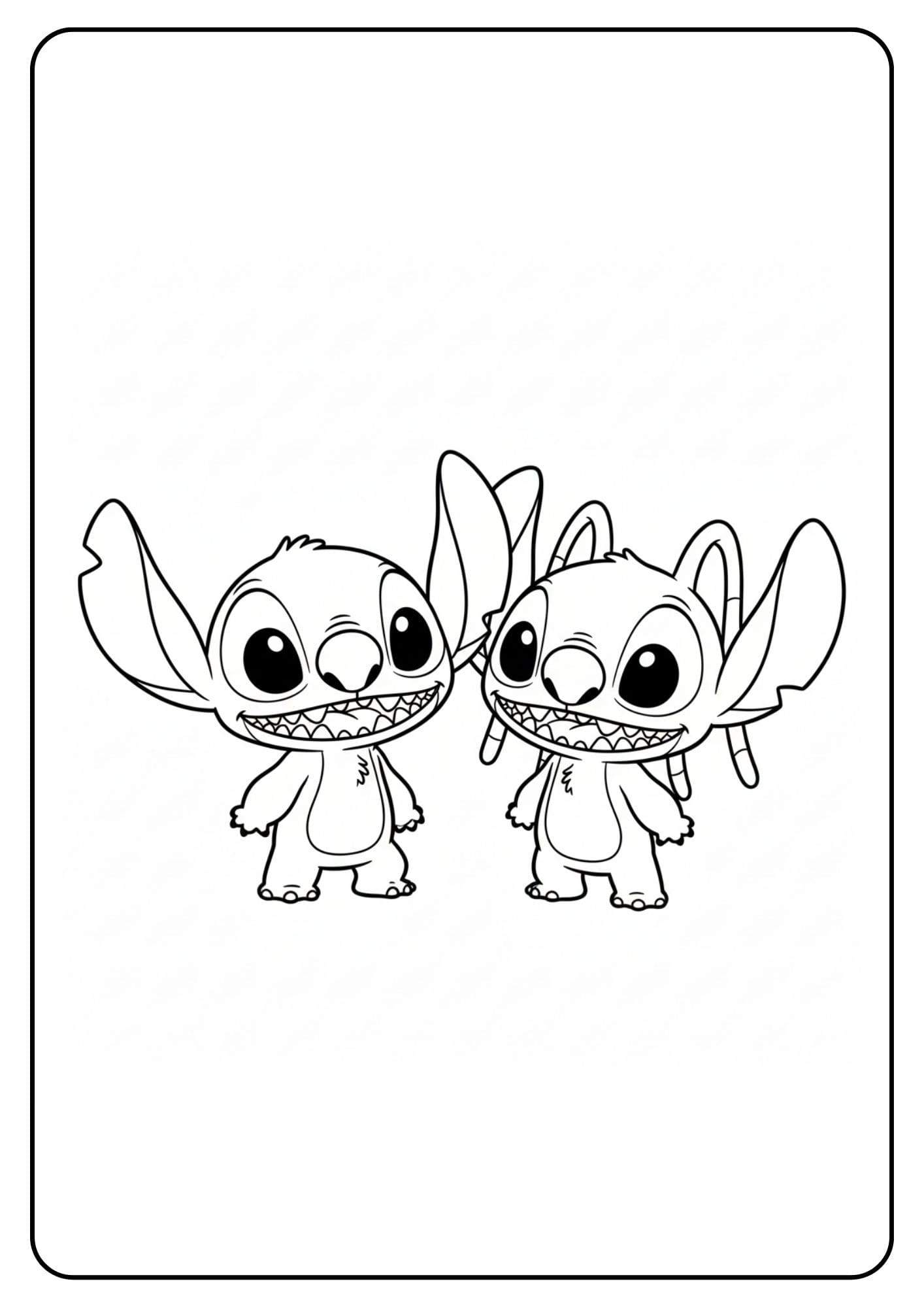 Chibi Kleurplaat Stitch en Angel