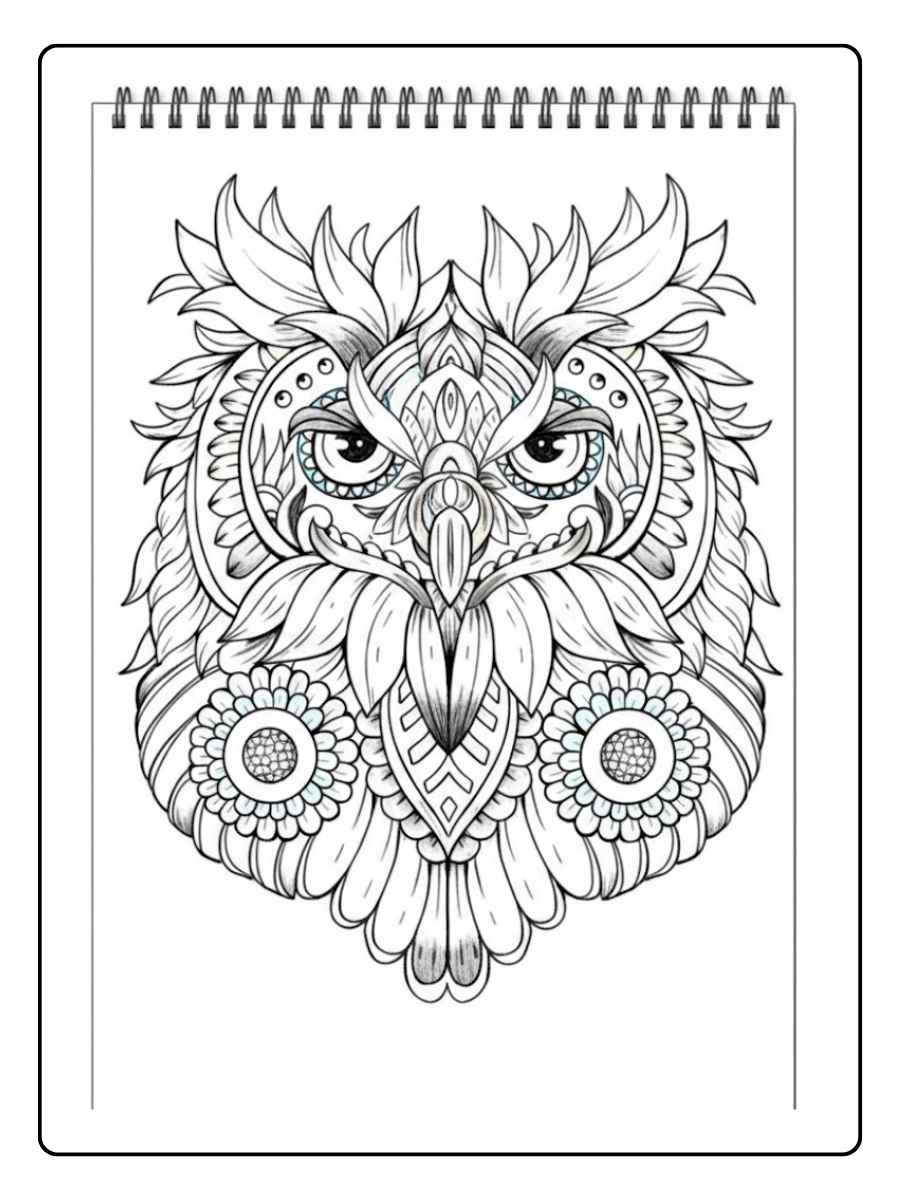 Dieren mandala kleurplaat Mysterieuze Uil
