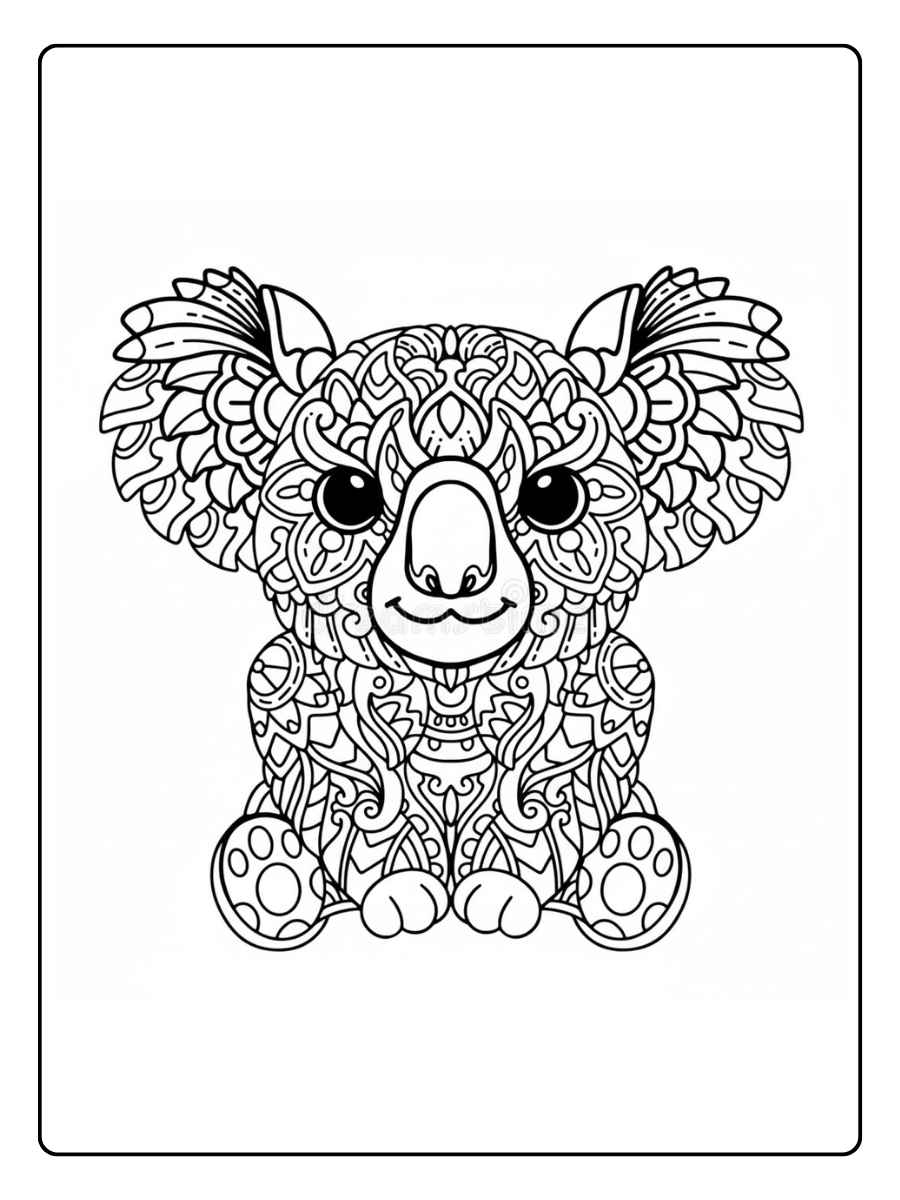 Dieren mandala kleurplaat Schattige Koala