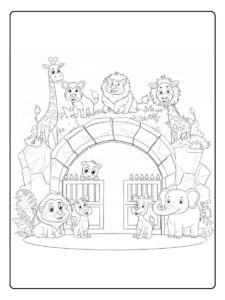 Dierentuin Kleurplaat De Vriendinnen en hun Dierenavontuur