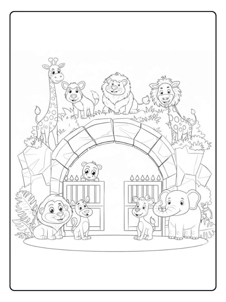 Dierentuin Kleurplaat De Vriendinnen en hun Dierenavontuur