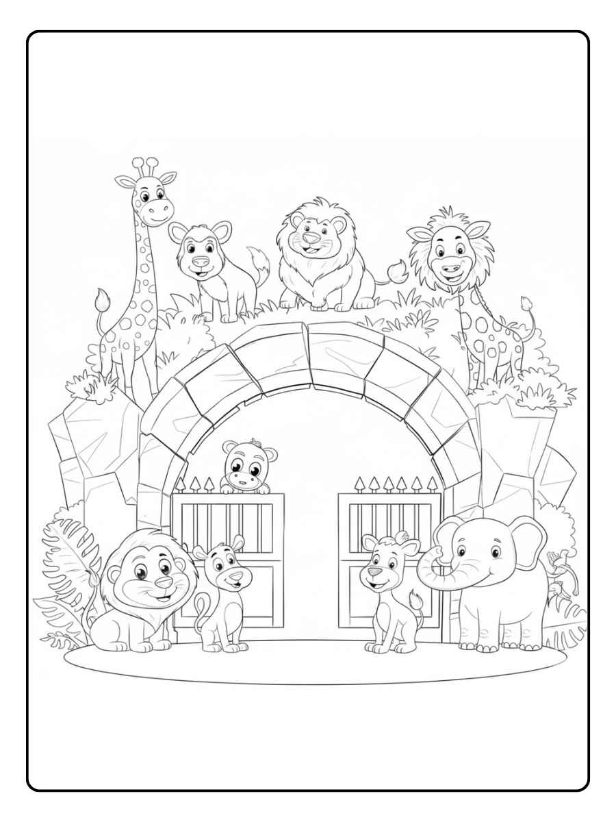 Dierentuin Kleurplaat De Vriendinnen en hun Dierenavontuur