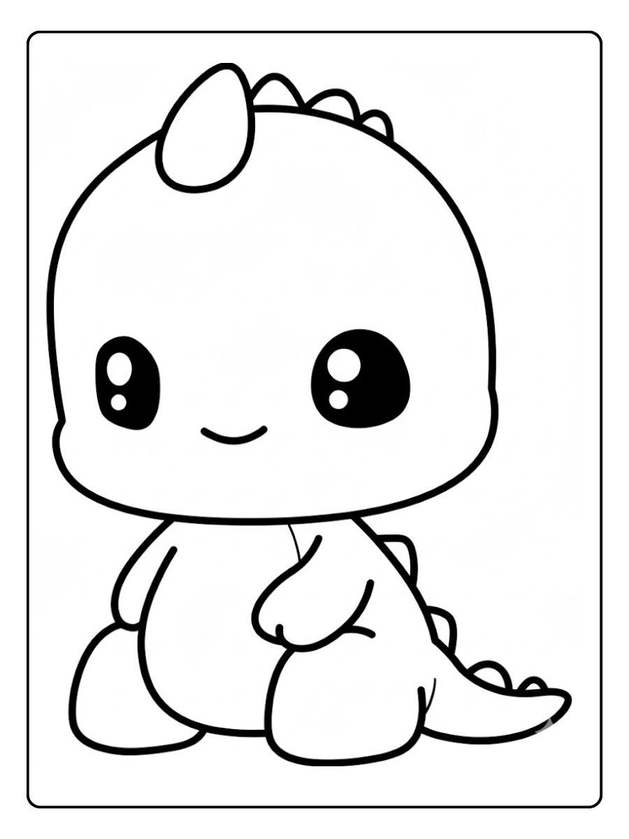 Dino kleurplaat cute baby dino